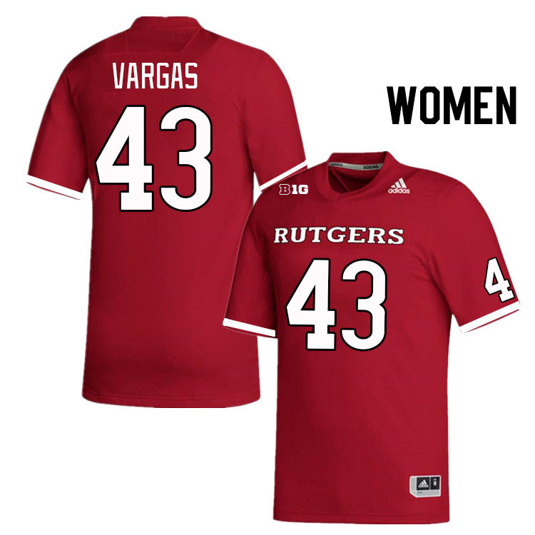 Women #43 Andrew Vargas Rutgers Scarlet Knights College Football Jerseys Stitched Sale-Scarlet - Click Image to Close